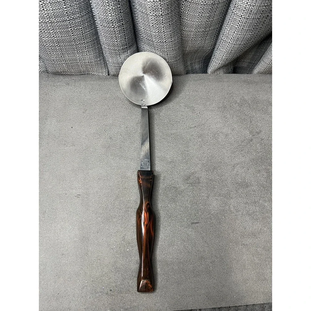 Vintage CUTCO Kitchen Tool Utensil Composite Brown Swirl Handle Ladle
